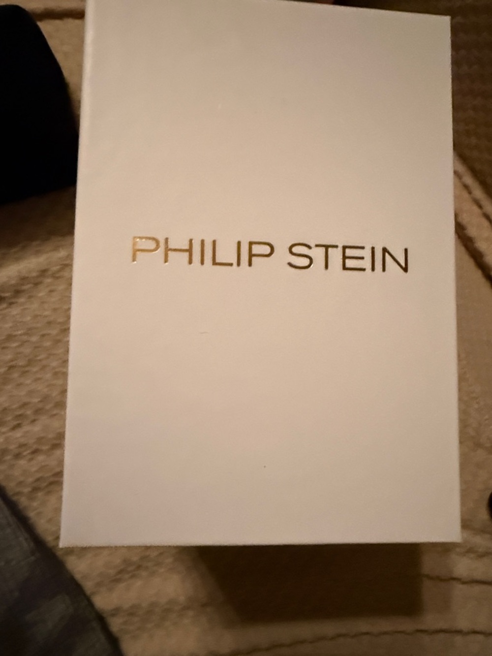 Philip Stein White Accessory Box with Gold Logo